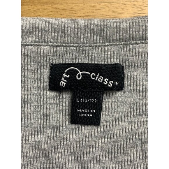 Art Class Juniors Off-The-Shoulder Grey Long Sleeve Ribbed Top With Straps Large - Picture 10 of 13